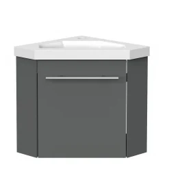 AICA Sanitaire Meuble de Salle de Bain d'Angle Gain de Place, Lave Main, anthracite, 40x40 cm* Meuble Vasque