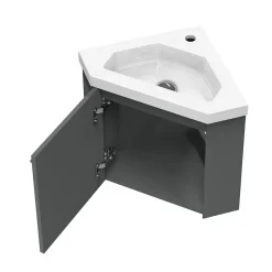 AICA Sanitaire Meuble de Salle de Bain d'Angle Gain de Place, Lave Main, anthracite, 40x40 cm* Meuble Vasque