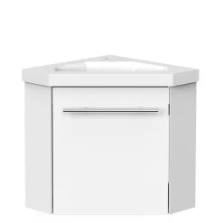 AICA Sanitaire Meuble de Salle de Bain d'Angle Gain de Place, Lave Main, Blanc Crème, 40x40 cm* Meuble Vasque