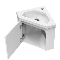 AICA Sanitaire Meuble de Salle de Bain d'Angle Gain de Place, Lave Main, Blanc Crème, 40x40 cm* Meuble Vasque