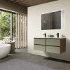 Luxury Bain Meuble de salle de bain double vasque 120cm bois et vert avec miroir LED LuxuryBain-