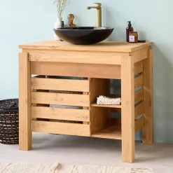 Wanda Collection Meuble de salle de bain en teck Zen 85cm