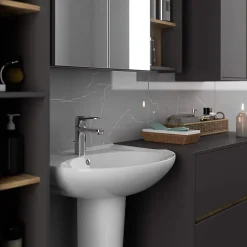 3xE Living Meuble de salle de bain, gris graphite/chêne artisanal, 50 x 170 x 30 cm