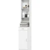 ProximaX Meuble de salle de bain haut et étroit, avec tiroir, porte et étagères réglables, pour salle de bain ou salon, blanc* Meuble Wc