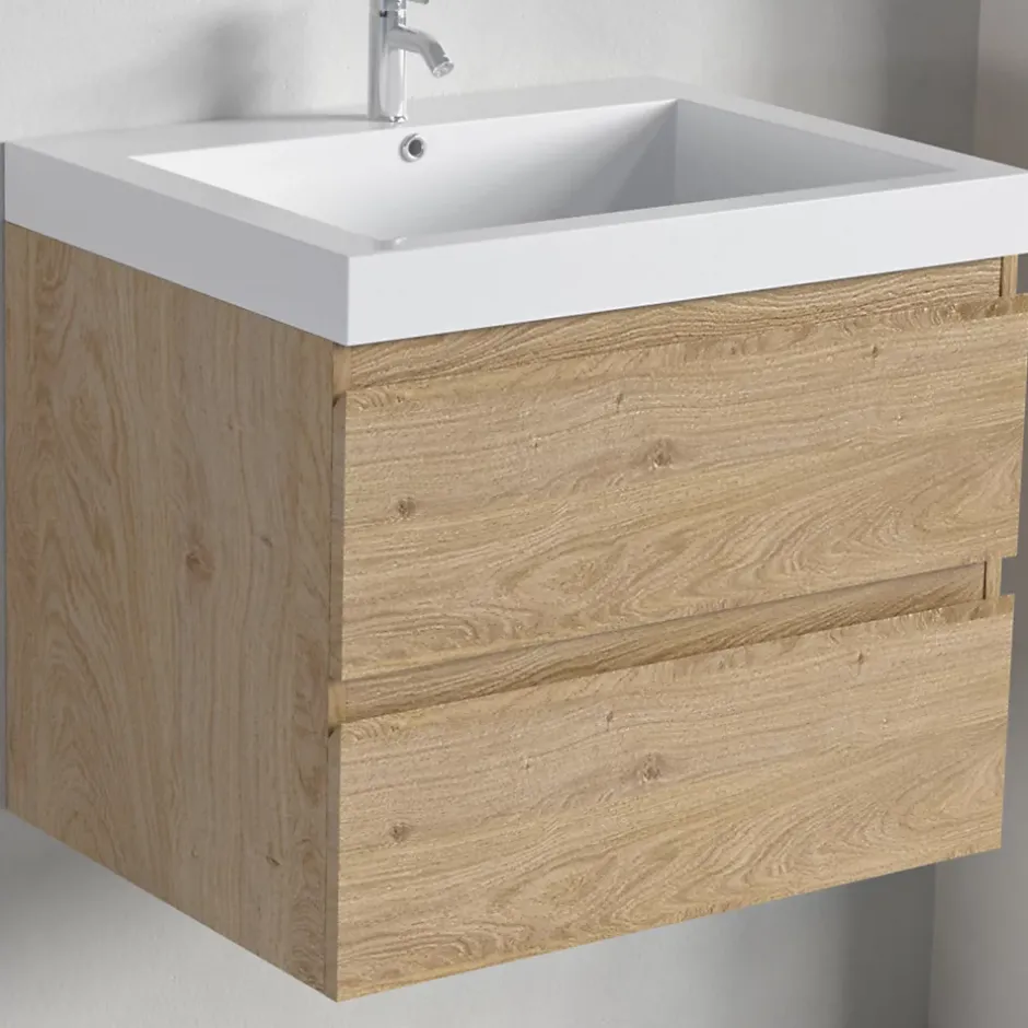 Lomazoo Meuble de salle de bain Monaco chêne clair - 60cm* Meuble Vasque