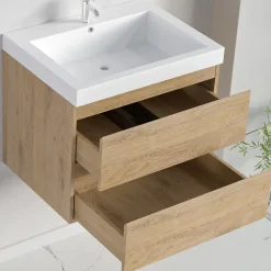Lomazoo Meuble de salle de bain Monaco chêne clair - 60cm* Meuble Vasque