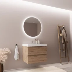 Lomazoo Meuble de salle de bain Monaco chêne clair - 60cm* Meuble Vasque