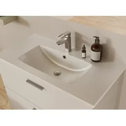 Sanitaire Meuble de salle de bain MINAO 80 en kit - 2 tiroirs - Blanc Brillant