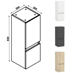 AICA Sanitaire Meuble de salle de bain mural, 30x30x83 cm, colonne blanche,* Armoire De Salle De Bains|Meuble De Salle De Bains Faible Profondeur