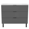 AICA Sanitaire Meuble de salle de bain mural avec pieds Anthracite 100 cm - 3 tiroirs, lavabo inclus,