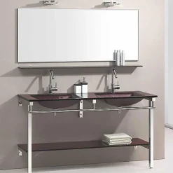 Wikao Meuble de salle de bain marron Aïda - Marron* Plan Double Vasque