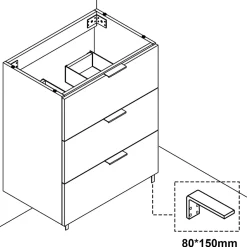 AICA Sanitaire Meuble de salle de bain mural avec pieds Anthracite 80 cm - 3 tiroirs, lavabo inclus,* Meuble Vasque