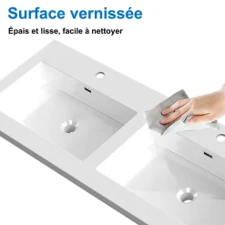 AICA Sanitaire Meuble de salle de bain mural 120 cm Chêne - 4 tiroirs, lavabo (jointless & résistant),* Meuble Vasque