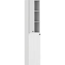 ProximaX Meuble de salle de bain mural, surface laquée, 6 étagères, MDF, blanc