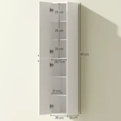 ProximaX Meuble de salle de bain mural, surface laquée, 6 étagères, MDF, blanc