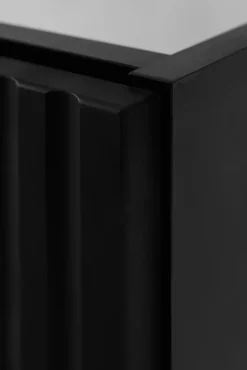 3xE Living Meuble de salle de bain, Noir + poignée argentée, 40 x 57 x 46 cm