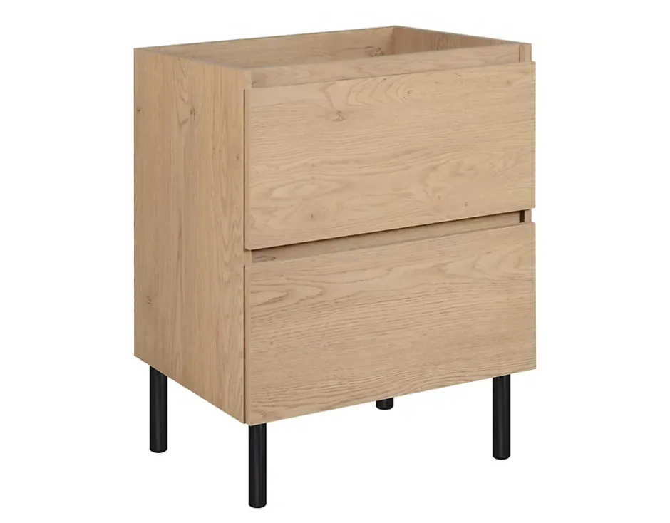 3xE Living Meuble de salle de bain, pieds, Couleur : Chêne Clair, 60 x 46 x 80,7 cm, sans plan de travail* Lave-Mains