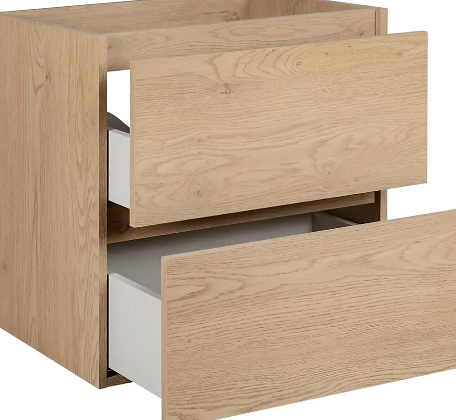 3xE Living Meuble de salle de bain, pieds, Couleur : Chêne Clair, 60 x 46 x 80,7 cm, sans plan de travail* Lave-Mains