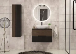 Furnidea Meuble de salle de bain sous vasque suspendu AVELLA noyer et noir 80 cm