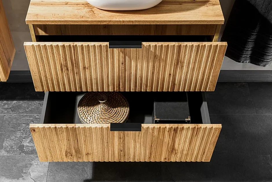 Furnidea Meuble de salle de bain suspendu sous lavabo ADEL CHÊNE 60 cm* Meuble Sous Lavabo