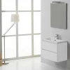 Kiamami Valentina Meuble De Salle De Bain Suspendu 60Cm 2 Tiroirs Blanc, Lavabo En Résine Et Miroir 60X70 - Manhattan