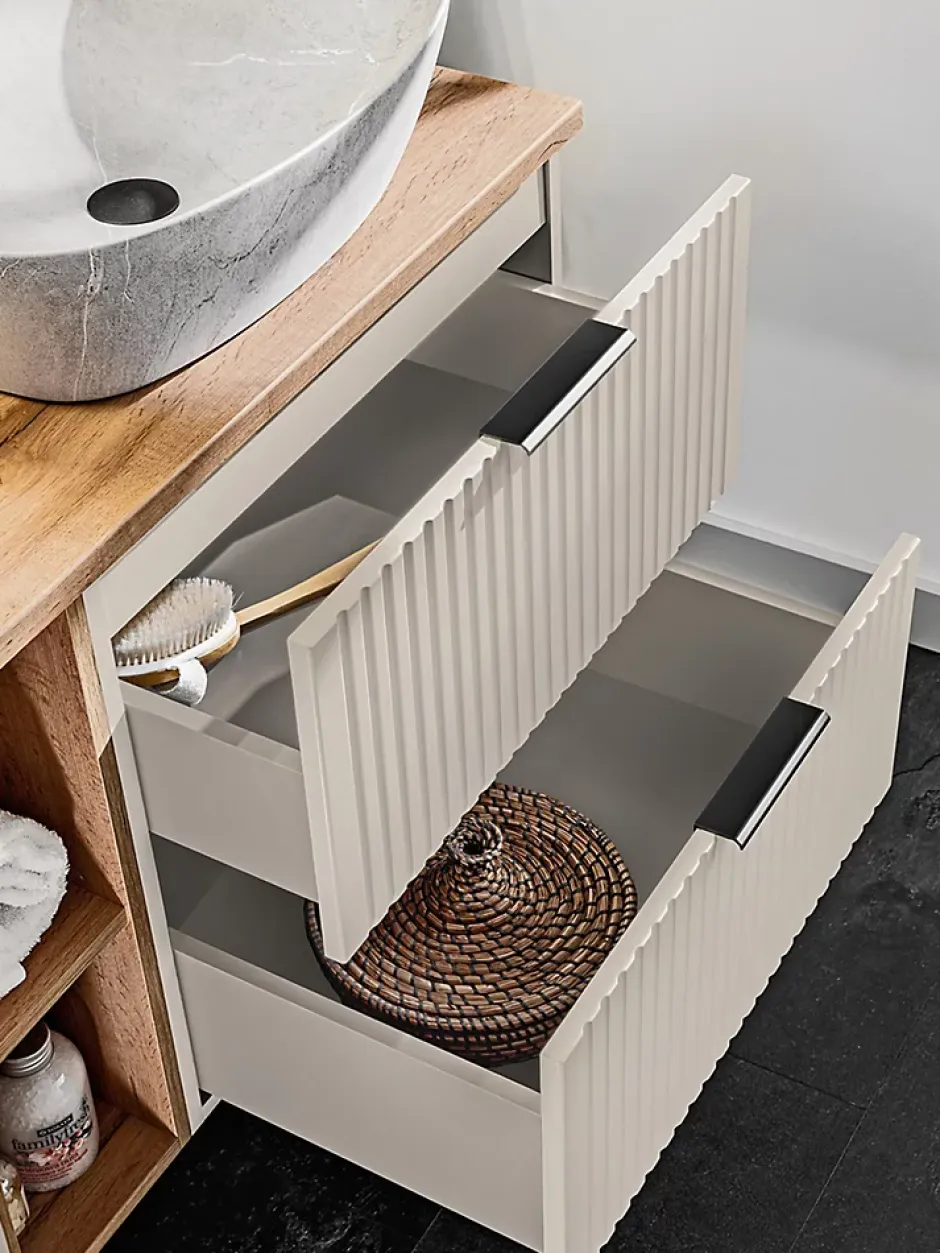 Furnidea Meuble de salle de bain suspendu sous lavabo ADEL CACHEMIRE 80 cm