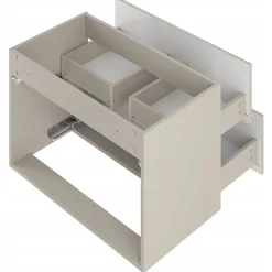 Furnidea Meuble de salle de bain sous vasque suspendu AQUA cachemire 80 cm façades rainurées