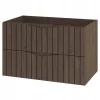 Furnidea Meuble de salle de bain sous vasque suspendu STELLA coloris noyer 80 cm façades rainurées* Meuble Sous Lavabo
