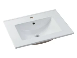 Vente-unique Meuble de salle de bain suspendu strié avec vasque à encastrer - Vert mat - 60 cm - ZEVINI* Meuble Vasque