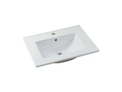 Vente-unique Meuble de salle de bain suspendu strié avec vasque à encastrer - Noir - 60 cm - ZEVARA* Meuble Vasque
