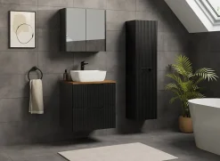 Furnidea Meuble de salle de bain suspendu sous vasque VENA noir 60 cm