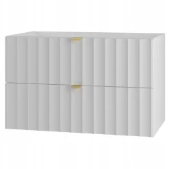 Furnidea Meuble de salle de bain sous vasque suspendu ARCOS blanc 80 cm façades rainurées