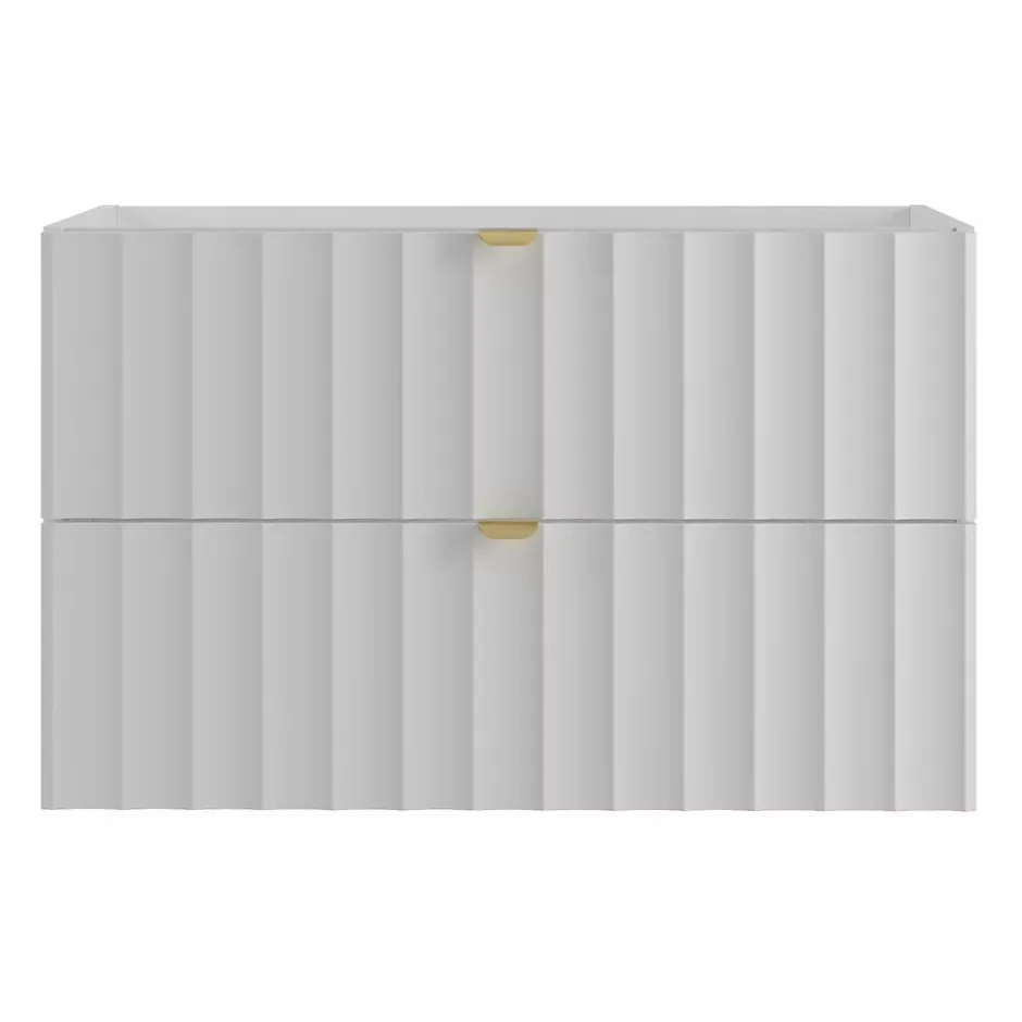 Furnidea Meuble de salle de bain sous vasque suspendu ARCOS blanc 80 cm façades rainurées