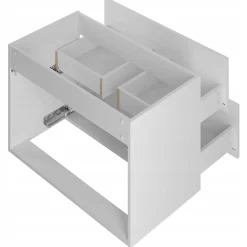 Furnidea Meuble de salle de bain sous vasque suspendu ARCOS blanc 80 cm façades rainurées