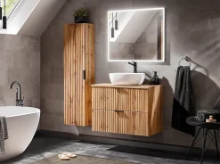 Furnidea Meuble de salle de bain suspendu sous lavabo ADEL CHÊNE 80 cm* Meuble Sous Lavabo