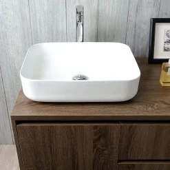 Kiamami Valentina Meuble De Salle De Bain Suspendu 120Cm, Porte Et 2 Tiroirs En Noyer Foncé, Lavabo À Poser Et Miroir 120X70 - Siena* Ensemble Meuble De Salle De Bains