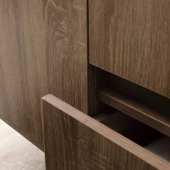 Kiamami Valentina Meuble De Salle De Bain Suspendu 120Cm, Porte Et 2 Tiroirs En Noyer Foncé, Lavabo À Poser Et Miroir 120X70 - Siena* Ensemble Meuble De Salle De Bains
