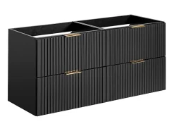 Vente-unique Meuble de salle de bain suspendu strié avec vasque à encastrer - Noir - 120 cm - ZEVARA* Meuble Vasque
