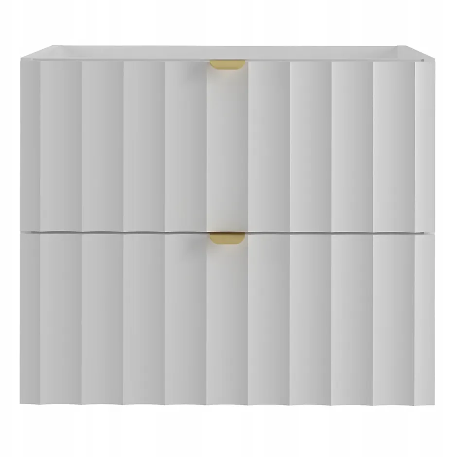 Furnidea Meuble de salle de bain sous vasque suspendu ARCOS blanc 60 cm façades rainurées