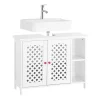 Sobuy Meuble de Salle de Bain sous Lavabo 2 Portes avec Niche et Étagère Réglable en MDF Blanc* Meuble Sous Lavabo