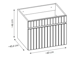 Vente-unique Meuble de salle de bain suspendu strié blanc avec vasque ronde à poser - 60 cm - SATARA