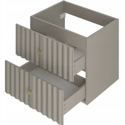 Furnidea Meuble de salle de bain sous vasque suspendu AQUA cachemire 60 cm façades rainurées
