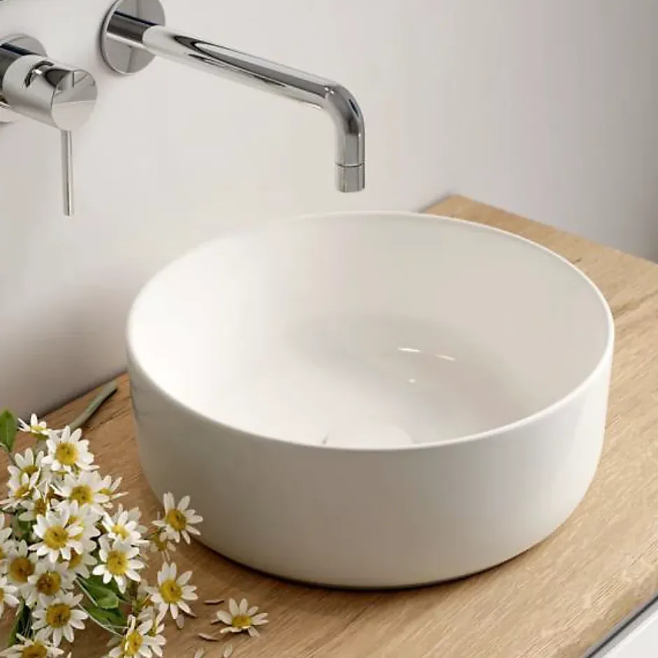 Cosyneo Meuble de salle de bain sans miroir avec vasque à poser ronde KING - Roble (chêne clair) - 80cm
