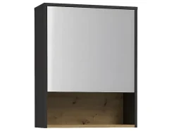 Vente-unique Meuble de salle de bain suspendu anthracite avec vasque à encastrer et armoire de toilette - 60 cm - YANGRA