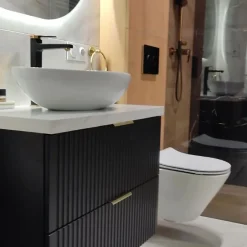 Furnidea Meuble de salle de bain suspendu sous lavabo ADEL NOIR 80 cm* Meuble Sous Lavabo