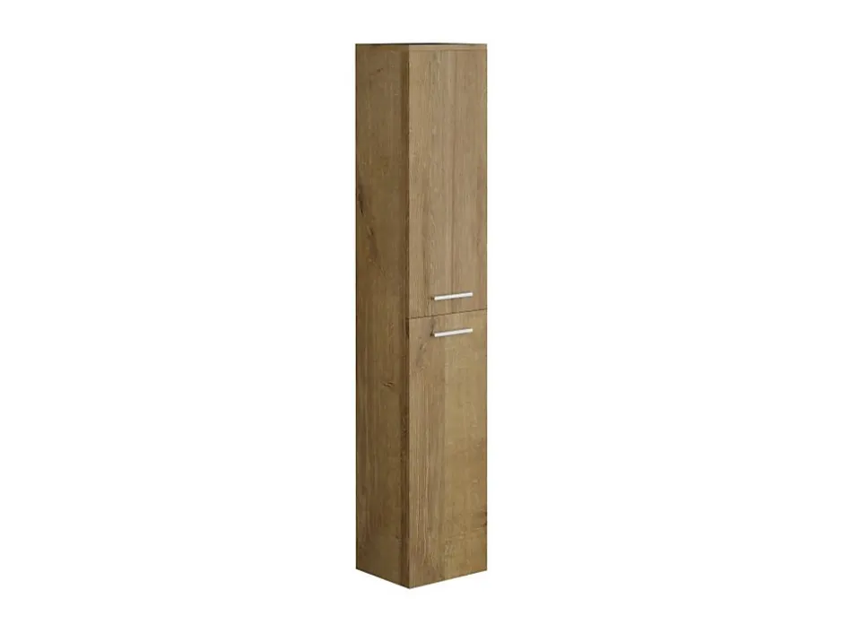 Vente-unique Meuble de salle de bain suspendu simple vasque avec colonne de rangement - Coloris naturel clair - 80 cm - KAYLA