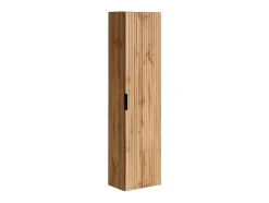 Vente-unique Meuble de salle de bain suspendu strié avec vasque à encastrer et colonne - Coloris naturel clair - 80 cm - ZEVARA