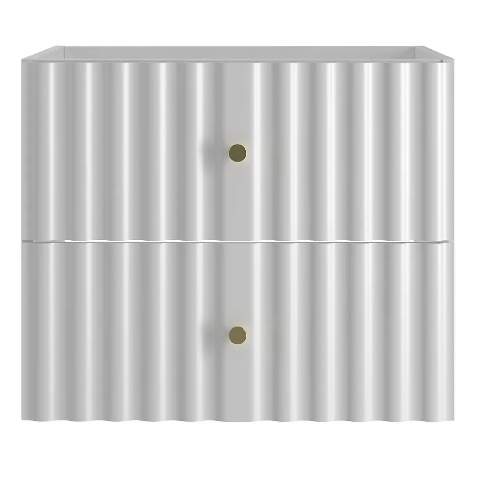 Furnidea Meuble de salle de bain sous vasque suspendu AQUA blanc 60 cm façades rainurées