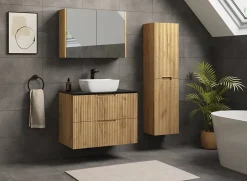Furnidea Meuble de salle de bain suspendu sous vasque VENA chêne 80 cm* Meuble Sous Lavabo