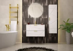 Furnidea Meuble de salle de bain sous vasque suspendu RADOM 80 cm blanc mat